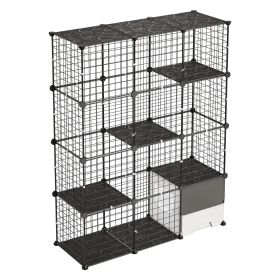 Cat Cage 4-Tier 40.98"x13.98"x55" DIY Cat Playpen with Litter Box, Indoor Enclosure Detachable Metal Wire Kennel Crate