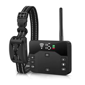 Wireless Electric Dog Fence Waterproof Pet Shock Boundary Containment System Electric Training Collar For Small Medium Large Dogs (Option: Black)