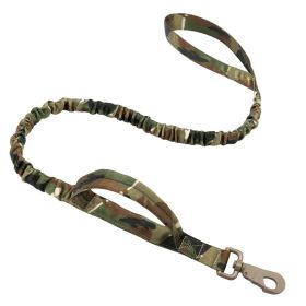 k9 leash; Bungee Dog Leash Tactical Dog Leash Nylon Adjustable Tactical Leash for Dogs Quick Release Military Dog Leash with 2 Control Handle; Bu (colour: Khaki, Specifications (length * width): 100-150cm)
